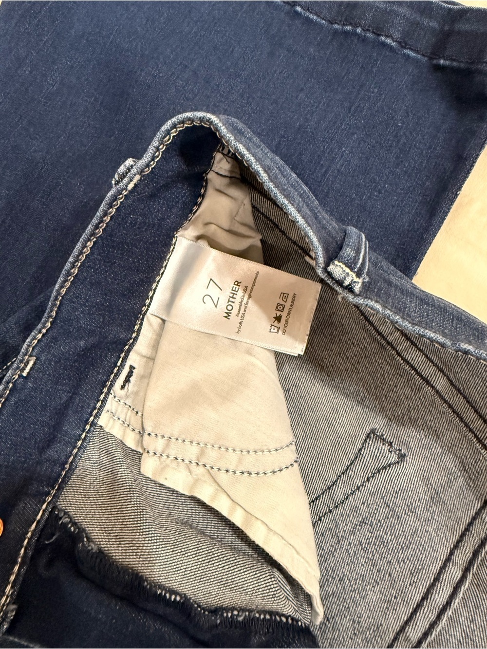 MOTHER Wide Leg Jeans in Deep Blue Denim - Picture 3 of 4